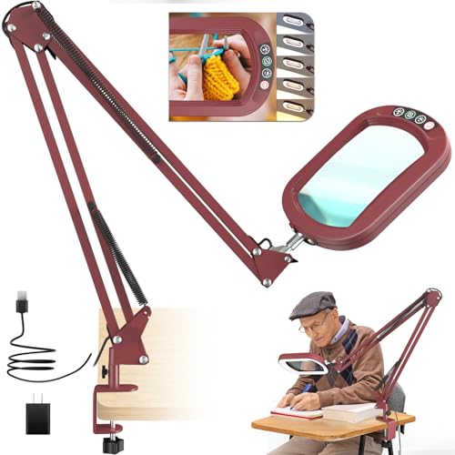 Large Magnifying Glass with Light and Clamp