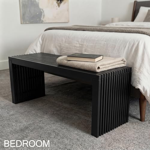 Modern Indoor Bamboo Wood Storage Bench for Entryway