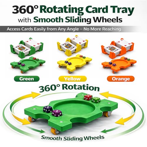 Card Holder Revolving Card Game Holder Playing Cards Tray Rotating 360° Organizes Multiple Decks for Canasta