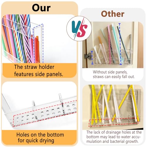 New Upgrade 9.5" Large Acrylic Straw Holder for Cabinet Door