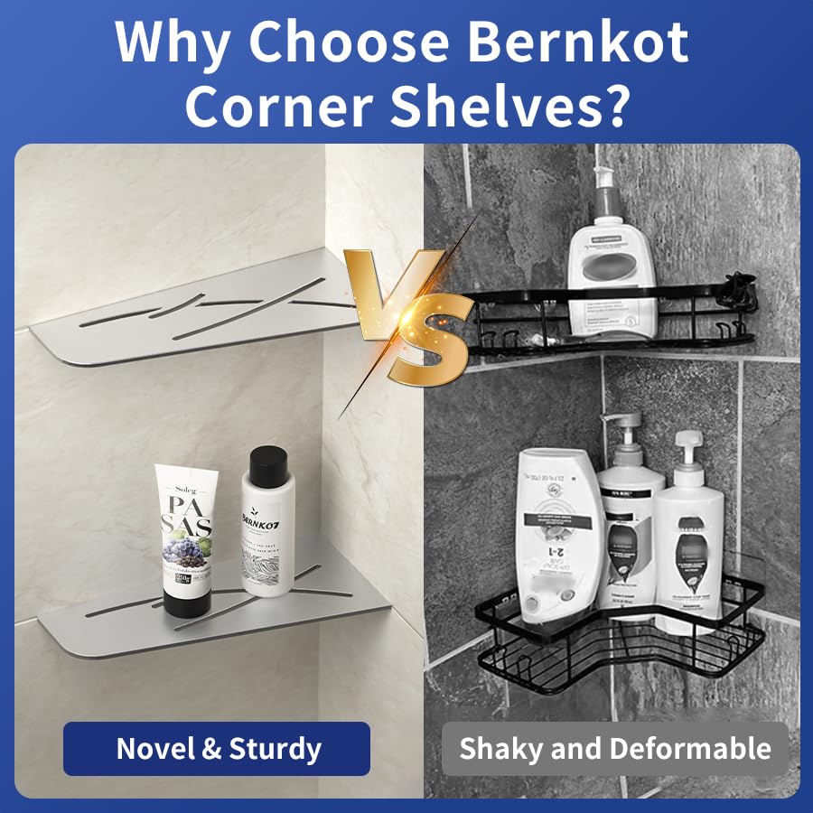 Corner Shower Shelf 12" 304 Stainless Steel Quadrilateral Corner Shelves Recessed Bathroom Storage Shampoo Holder Organizer