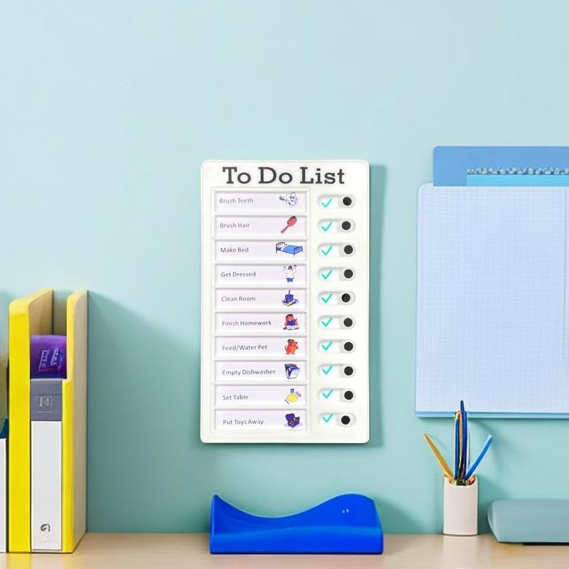 2 Pcs Chore Chart for Adults to do List My Chores Checklist Task Board Sliding Routine Chart for Kids