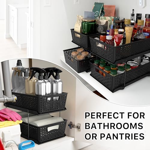 SimpleHouseware 2 Tier Bathroom Organizer Tray Pull
