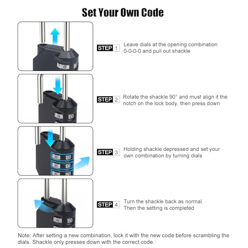 Combination Lock Waterproof 4 Digit Padlocks with Combination Code