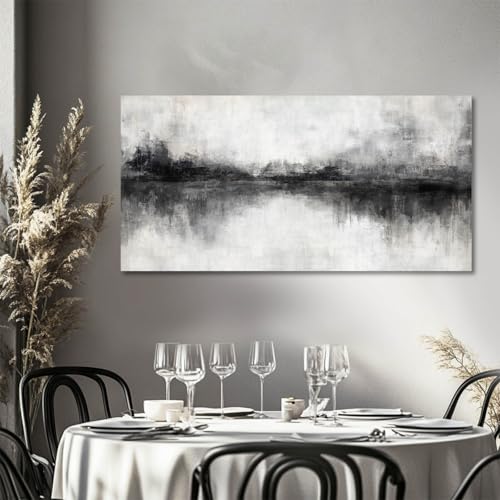 White Canvas Wall Art Extra Large Wall Decor Framed Abstract Poster Pictures Black Flowers Arts Blue Artwork for Hotel Gallery