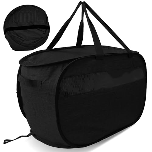 100L Extra Large Mesh Pop Up Laundry Hamper with Lid and Handles