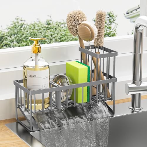 Kitchen Sink Caddy Organzier with High Brush Holder