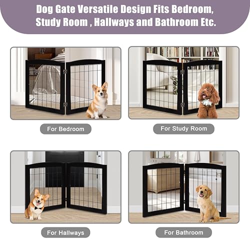 Freestanding Foldable Wood Dog Gate