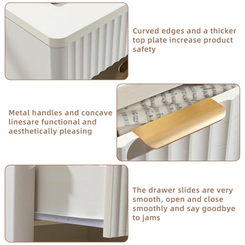 Wide Fluted Nightstand for Large Spaces