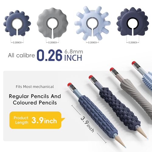 4 Pack Textured Silicone Pencil Grips