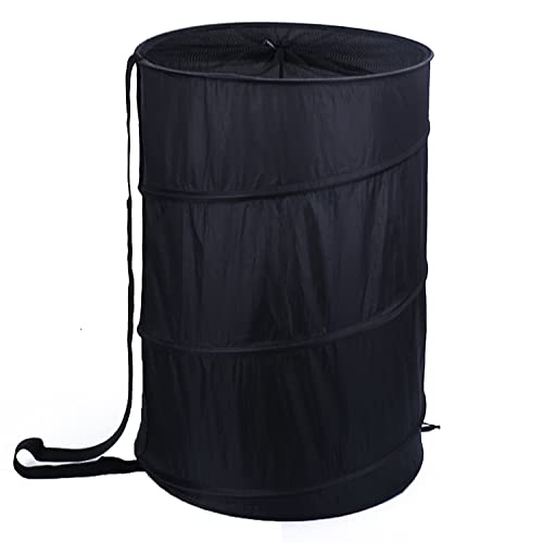 Deluxe Extra Large Strong Pop up Laundry Hamper Basket with Side Long Straps Drawstring Barrel Foldable Hamper for Laundry Room