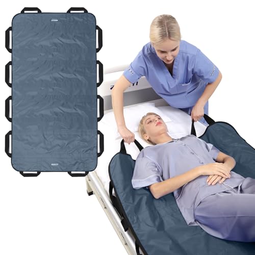 Bed Positioning Pad with Reinforced Handles 63" x 40" Washable Patient Transfer Slide Sheet for Body Lifting