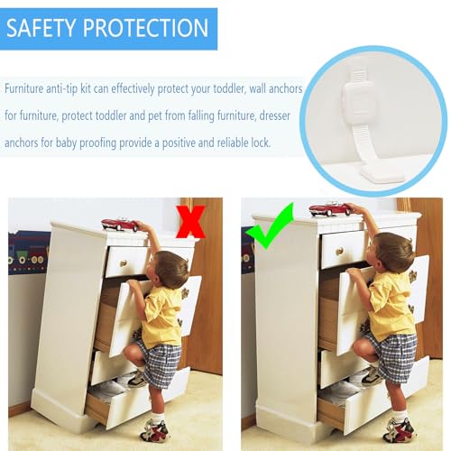Upgraded No Drill Furniture Anchors for Baby Proofing