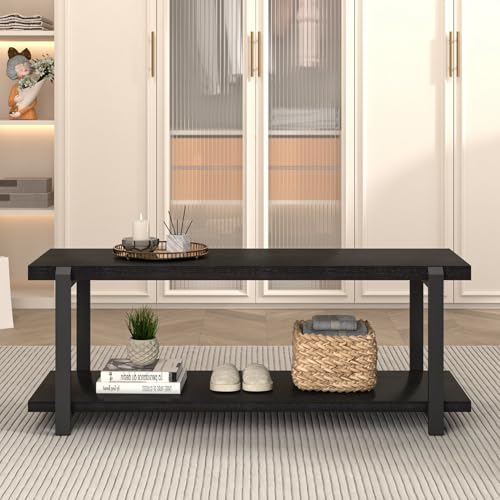 Industrial Modern Entryway Shoe Storage Bench for Hallway Living Room Bedroom