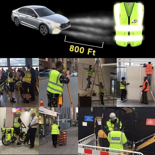 High Visibility Reflective Mesh Safety Vest with Pockets 10 Pack Bulk