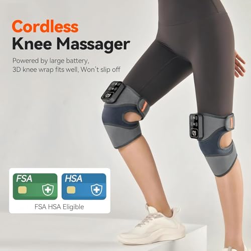 Cordless Knee Massager with Heat Vibration for Pain Relief