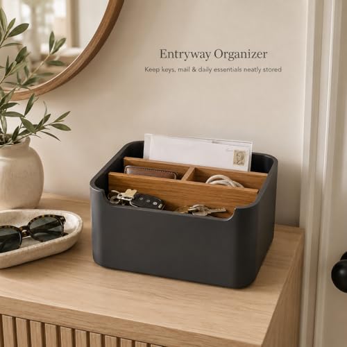 Stylish Desk Organizer and Remote Holder in Black