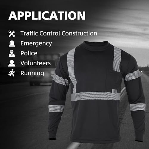 Safety Shirts for Men High Visibility Reflective Hi Vis Construction Work T Shirts Long Sleeve Breathable