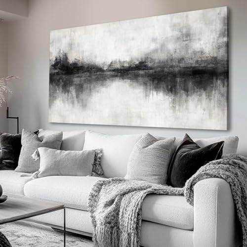 White Canvas Wall Art Extra Large Wall Decor Framed Abstract Poster Pictures Black Flowers Arts Blue Artwork for Hotel Gallery