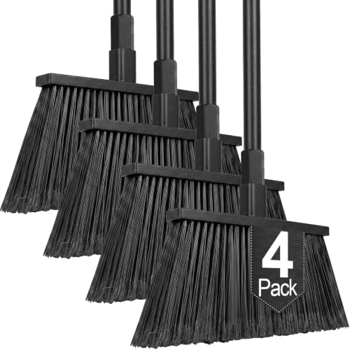Broom 4 Pack Heavy Duty Outdoor Brooms for Floor Cleaning