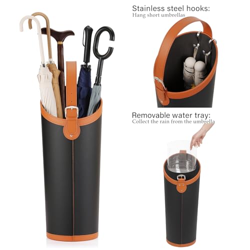Artificial Leather Tall Umbrella Holer Rack Entryway Indoor for Business