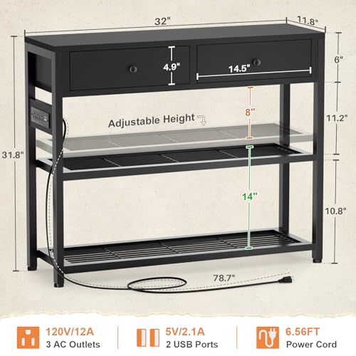 Ecopriso Entryway Table with Outlets and USB Ports