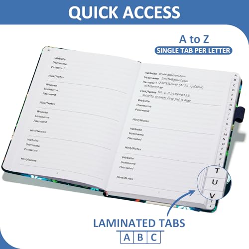 Password Book with Individual Alphabetical Tabs Laminated