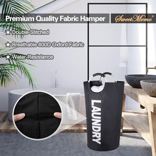 Large Laundry Basket Collapsible Laundry Hamper Tall Clothes Baskets Folding Washing Bin Foldable Fabric Hamper Bags for Bedroom Laundry Room Closet Bathroom College