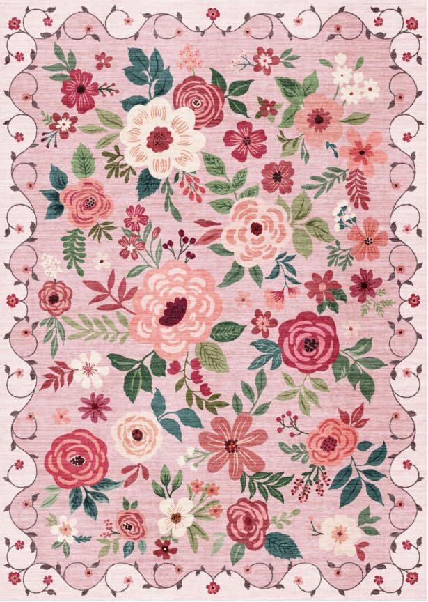Floral Rug Black