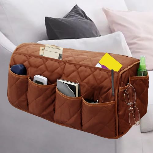 Armchair Caddy Remote Control Holder for Couch Recliner Armrest Organizer Non Slip Couch Arm Covers for Sofa with 14 Pockets Storage for Magazine
