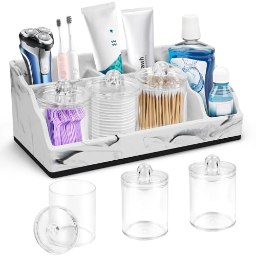 Bathroom Organizer Countertop White Marble Toothbrush Holders