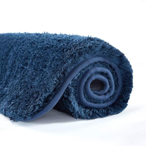 Bathroom Contour Rug Non Slip Bath Mat Water Absorbent Soft Microfiber Shaggy Bathroom Mat Machine Washable Bath Rug for Bathroom Thick Plush U Shape Toilet Rug