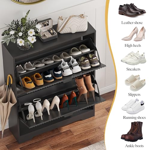 Shoe Cabinet Storage for Entryway with Flip Drawers