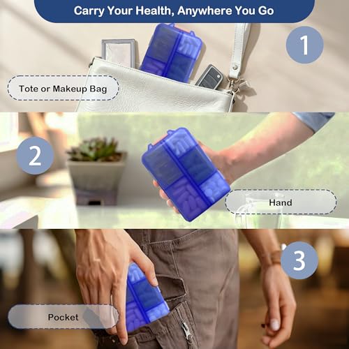 Pill Organizer with Medicine Labels Travel Daily Pill Container Mini Medication Organizer Storage Pill Organizer Pill Case 7 Day Pill Organizer