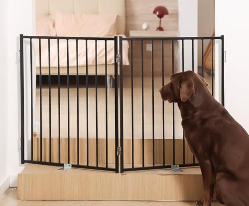 Freestanding Dog Gate with Door for Indoor & Outdoor