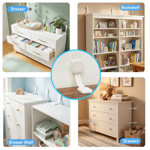 Upgraded No Drill Furniture Anchors for Baby Proofing