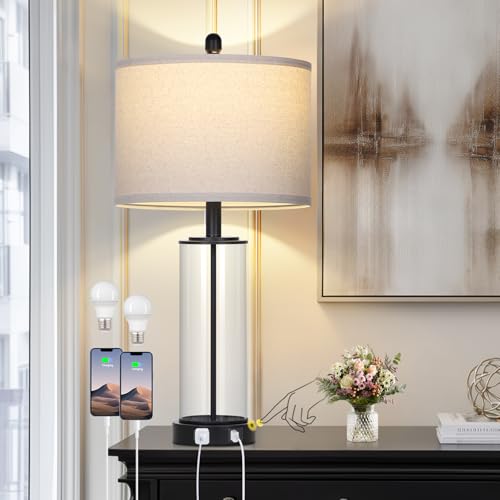 Glass Table Lamps Set of 2