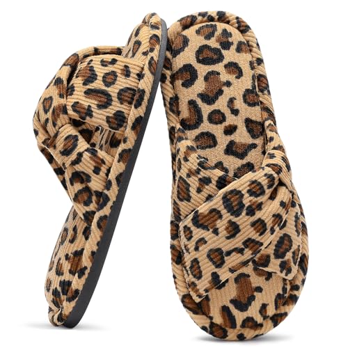 Summer House Slippers for Women Corduroy Open Toe Indoor Slippers