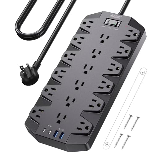 18 Outlet Surge Protector Power Strip with 2 USB C and 2USB A