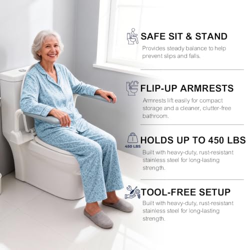 Toilet Safety Rails for Seniors with Flip