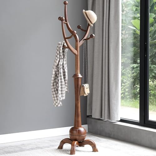 Coat Rack Freestanding Wood Tree Rack with 8 Hooks