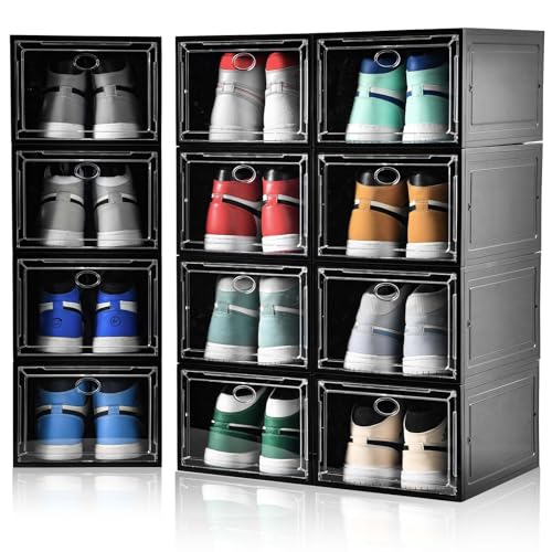 12 Pack Clear Shoe Boxes Stackable