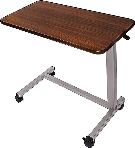 Medical Adjustable Overbed Table with Wheels