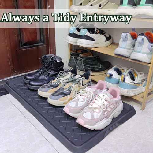 Rubber Boot Tray Shoes Tray for Entryway Multipurpose Boot Mat Tray with Raised Edge Indoor Outdoor Boot Mat for Shoes 27.5x16 Inches