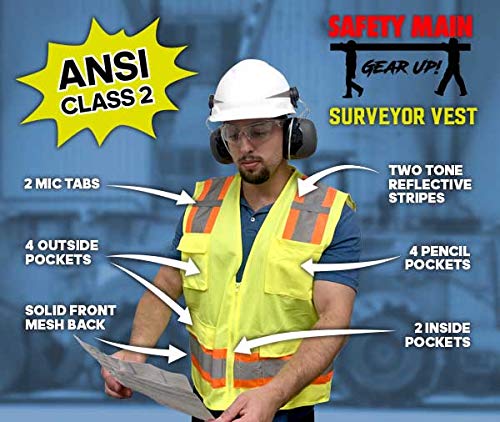 Premium High Visibility Surveyor Vest Solid Front Mesh Back