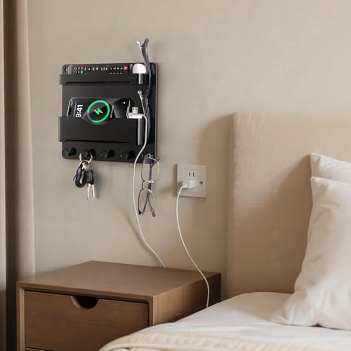 Bedside Wall Shelf with Glasses Hooks