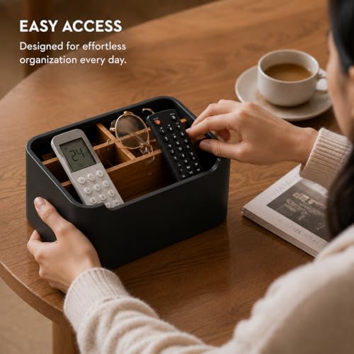 Stylish Desk Organizer and Remote Holder in Black