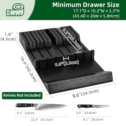 in Drawer Knife Block Bamboo Kitchen Knife Drawer Organizer