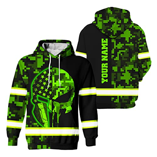 US Flag High Visibility Hoodie for Men Reflective Hoodie Safety Workwear for Worker Runner Patriotic ACC02