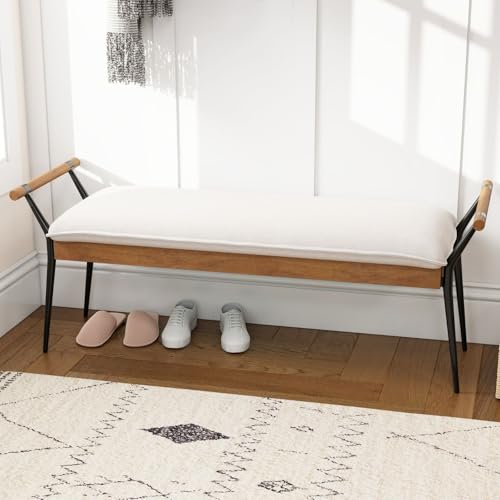 Long Ottoman Bench with Arms Metal Legs 2465